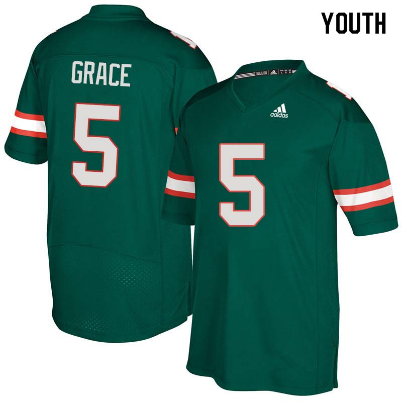 Youth Miami Hurricanes #5 Jermaine Grace College Football Jerseys Sale-Green
